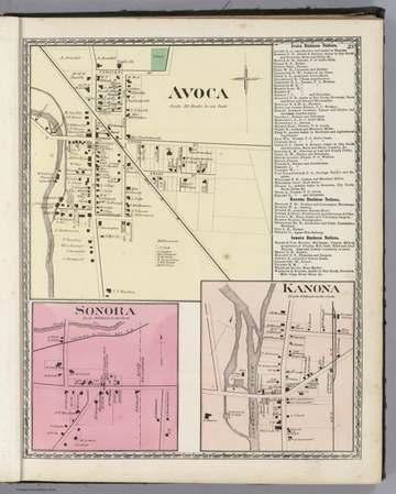 1873 Map of: Avoca, Konona, Sonora - Steuben Co. NY